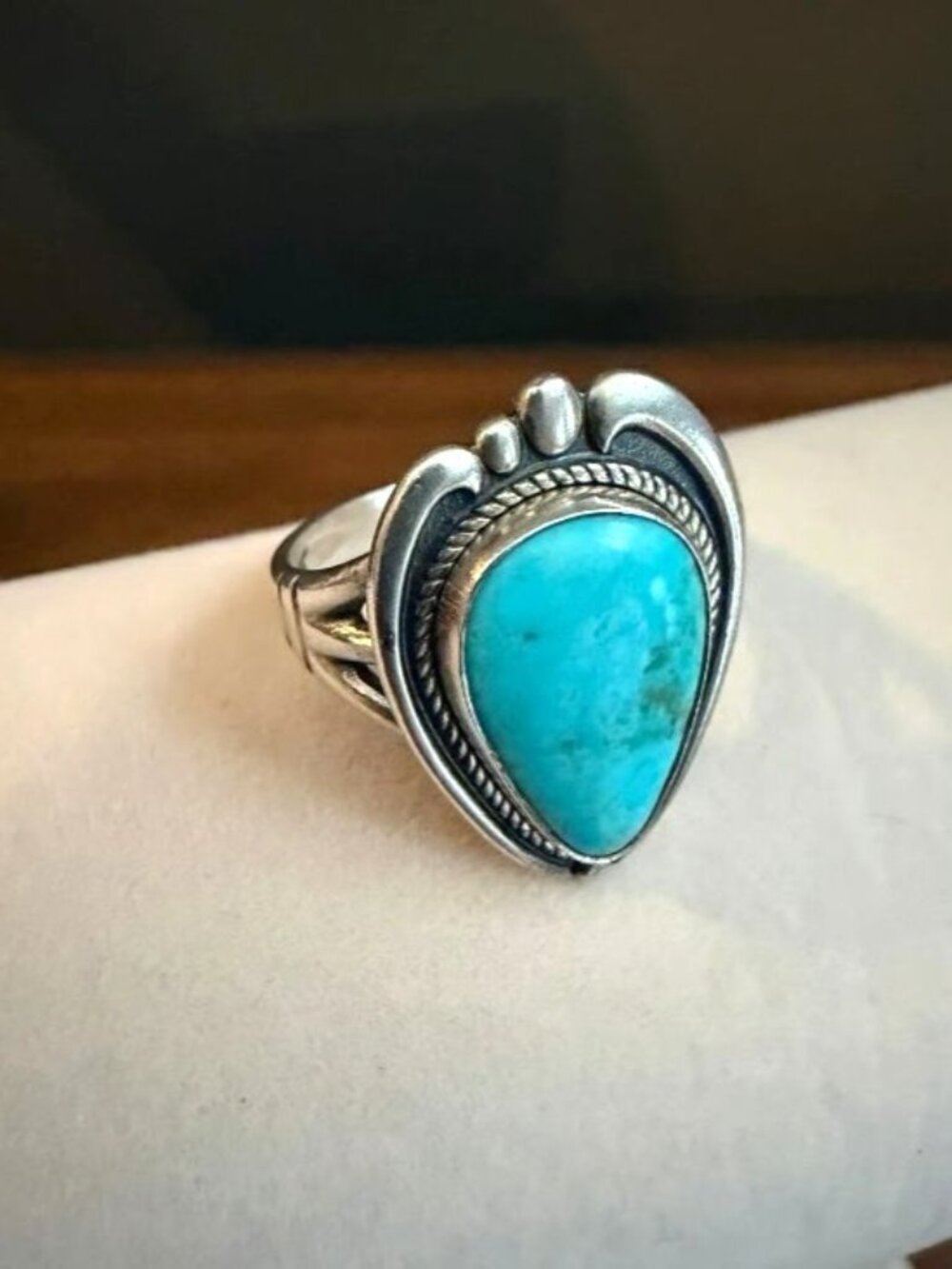 Bell Trading Post Navajo Sterling Silver and Turquoise Ring Size 7-3/4